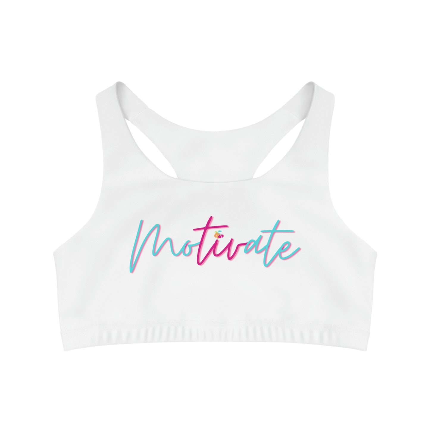 Motivate White Sports Bra-Peaches n Cherries