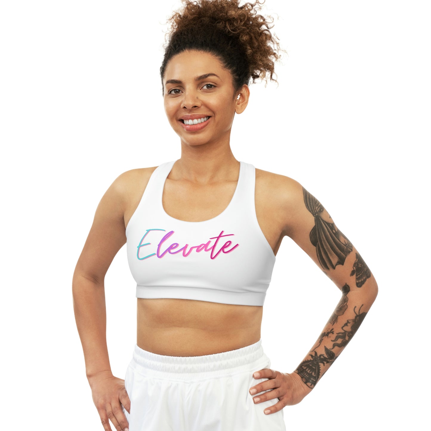 Elevate White Sports Bra