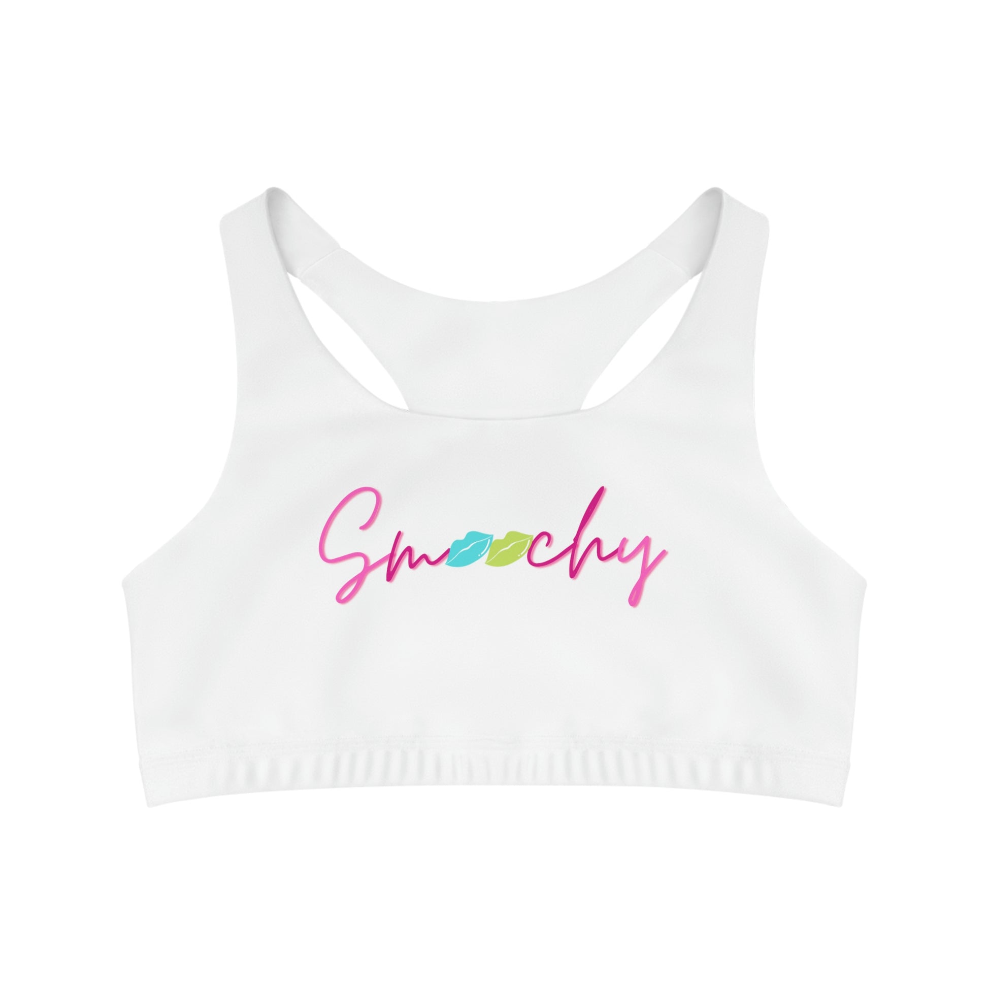 Smoochy White Sports Bra-Peaches n Cherries
