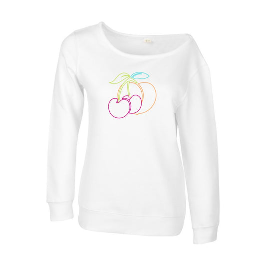 Fruitful Off Shoulder Sweatshirt-Peaches n Cherries